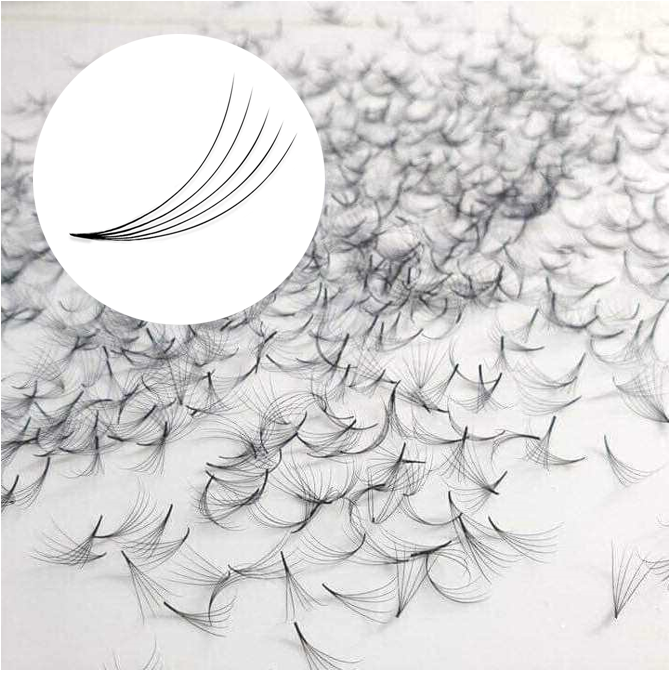 500 Premade Fans for Eyelash Extensions, 5D, knot-free  | 0.07mm thin | 8mm long | C-Curl