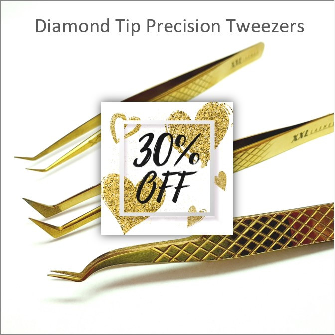 Diamond Tip Precision Tweezers for Russian Volume Eyelash Extension Technique