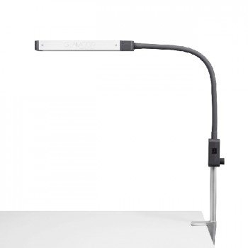 Glamcor REVEAL portable daylight LED lamp with a single arm and clamp, EU plug