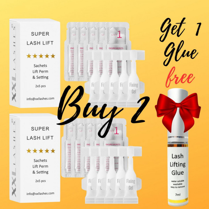 10 Perming Gel Sachets and 10 Fixing Lotion Mini Tubes for Eyelash and Brow Lifting + 1 Extra Glue for Free