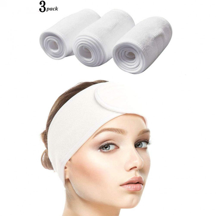 3 White Terry Cloth Headbands
