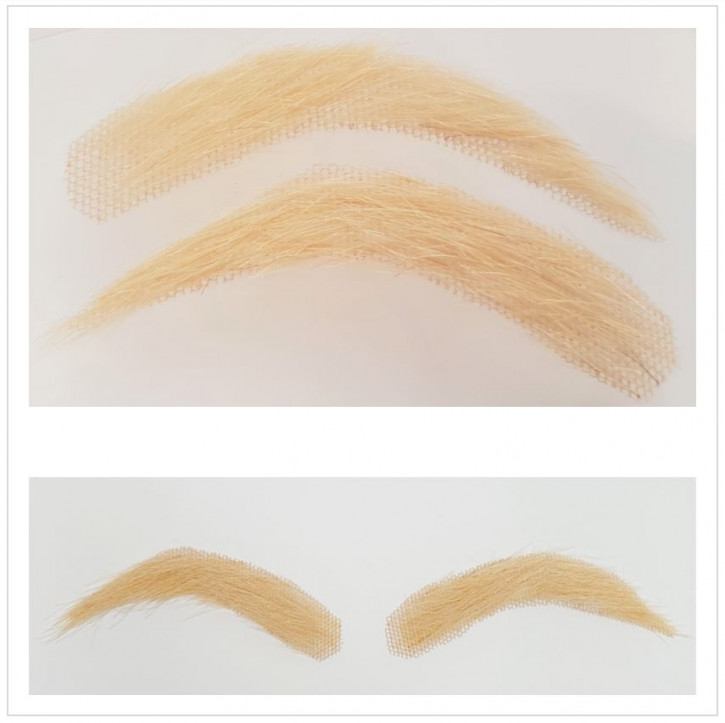 Eyebrow Wigs for Men, Bushy,  Handmade, 100% Natural Hair, Seconds at a Reduced Price - blond